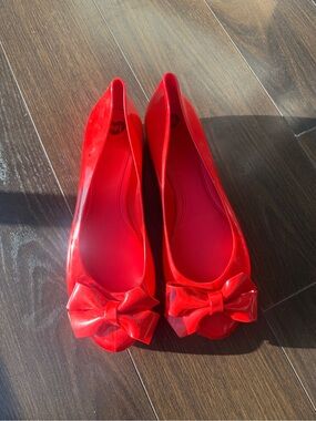 Melissa Red Bow Jelly Flats - Women